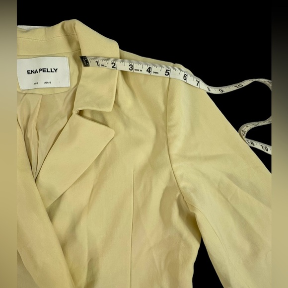 Ena Pelly In Butter Double Breasted Stretch Cotton Blazer sz 2 NWOT Yellow Cream - Picture 6 of 9
